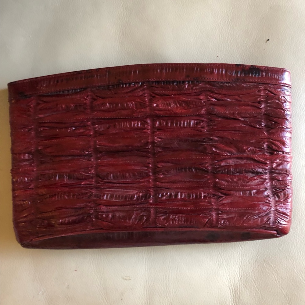 Back Bay LTD, Eel Clutch Bag. Maroon, Vintage. Size 10x6